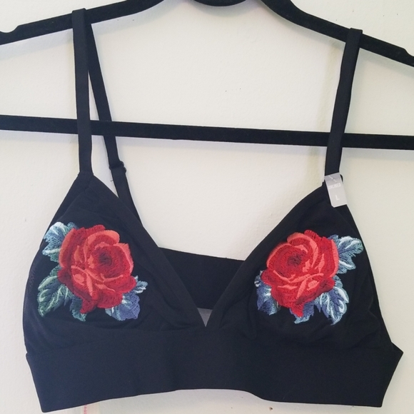 PINK Victoria's Secret Other - Victoria's Secret PINK Blk/Rose Bralette Sz L NWT